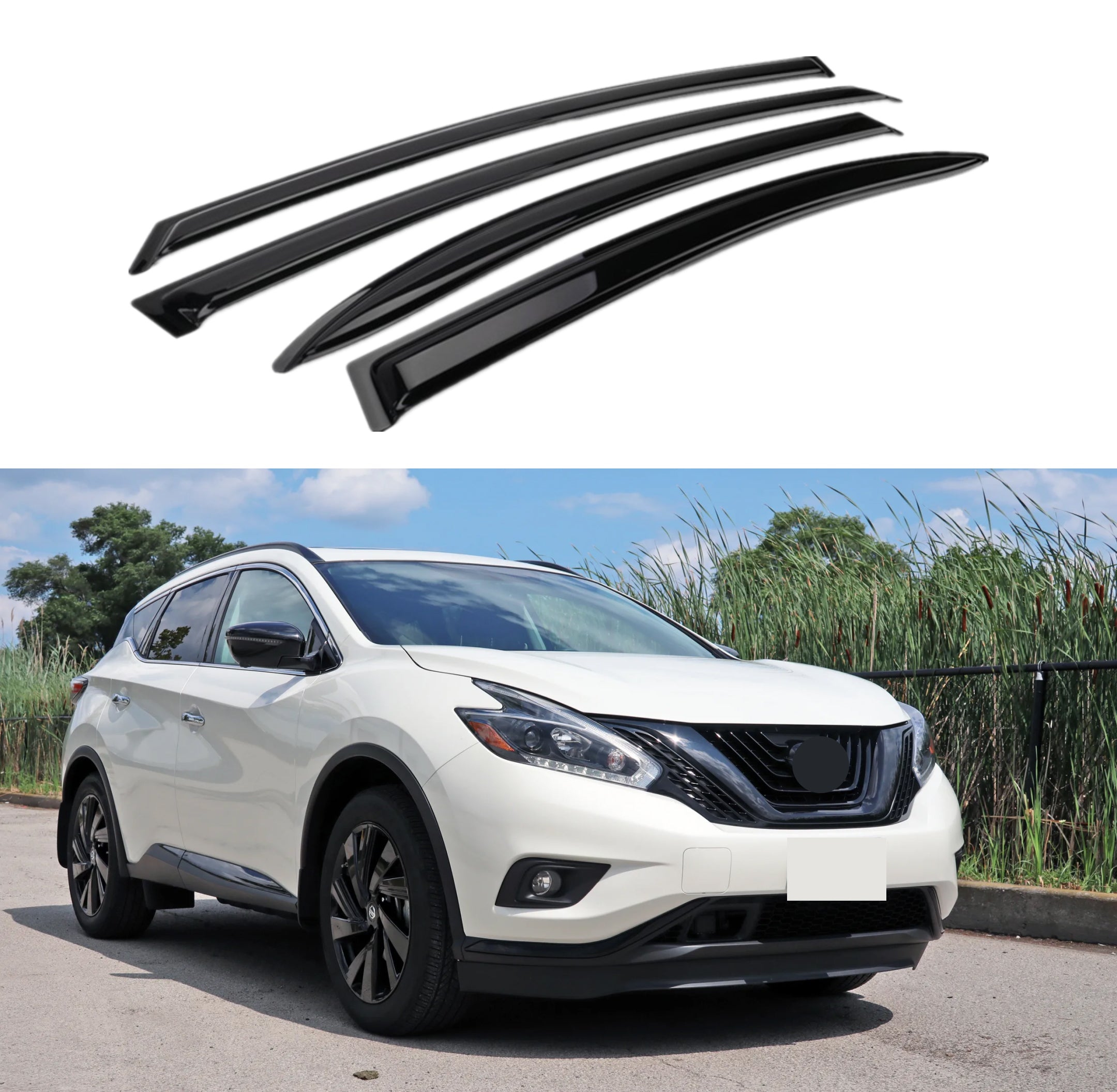 Fit 2015-2024 Nissan Murano Out-Channel Vent Window Visors Rain Guards Shade Deflectors