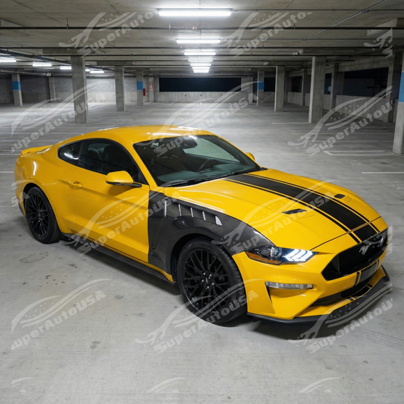 Side profile of the lightweight GTD style wide body carbon fiber fenders for 2018-2023 Mustang