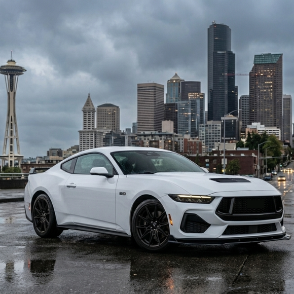 3-piece gloss black A type front lip splitter for Ford Mustang 2024-2026