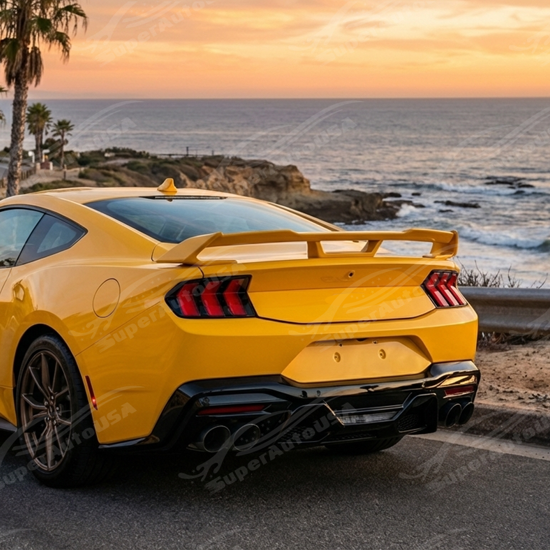 For 2024-26 Ford Mustang S650 Gloss Black Shark Fin Rear Bumper ...