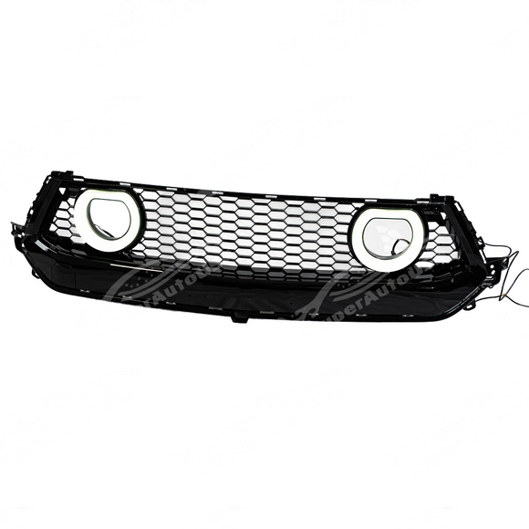 Close-up of the precision LED halo rim on the GT-V style Mustang grill