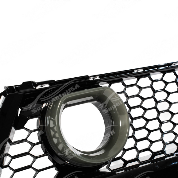 Detailed view of the aggressive honeycomb mesh design on the Mustang LED grill