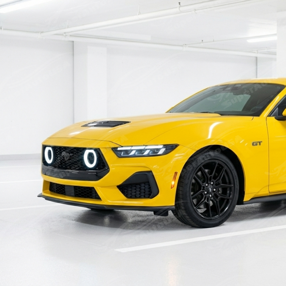 Rear view of the Mustang LED grill showing the honeycomb mesh and LED modules