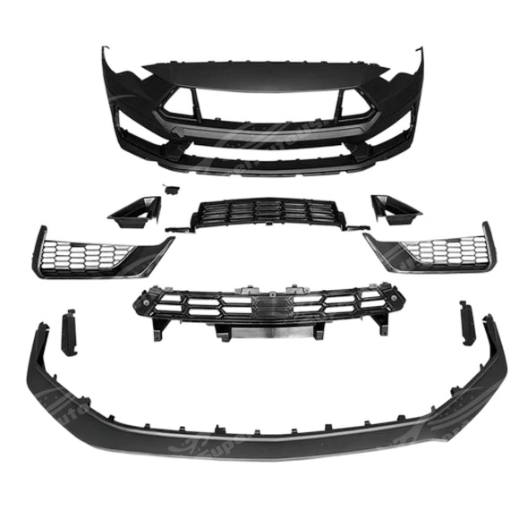 A 2020 Ford Mustang with the Dark Horse style bumper cover and lip installed