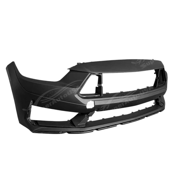 Dark Horse style front bumper on a grey Ford Mustang