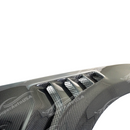 Detailed carbon fiber weave on the front side vented fender