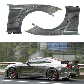 Real carbon fiber GT500 style front side vented fender panel on a 2018 Mustang