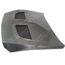 Uninstalled SuperAutoUSA real carbon fiber GTD style front engine vented hood, top view