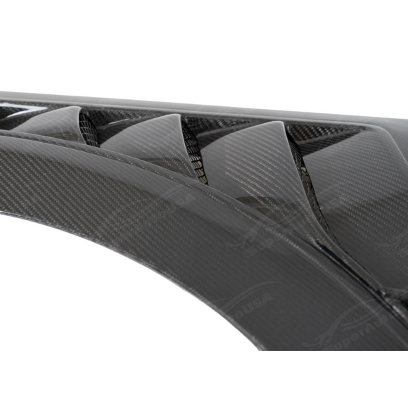 Uninstalled pair of SUPERAUTOUSA real carbon fiber GT500 style front side vented fenders