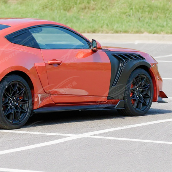 Uninstalled GT 500 style side body skirt splitter pair, showing extension lip profile