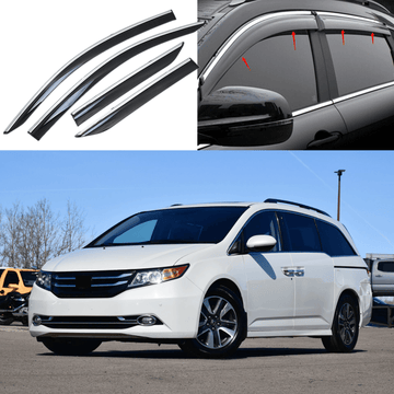 Se adapta a Honda Odyssey 2011-2017, molduras cromadas, viseras para ventanas, protectores contra la lluvia y el viento, deflectores 