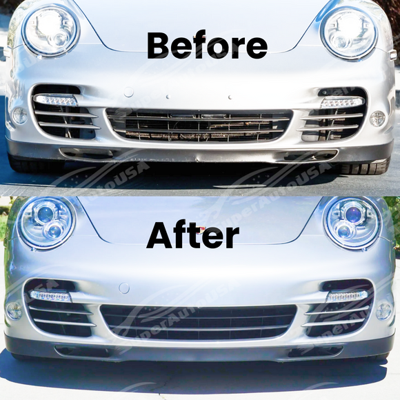 Sleek OE-style front spoiler lip installed on a Porsche 911 997