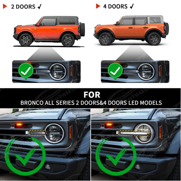 Fits 2021-2024 Ford Bronco 2D/4D LED Head Light Sequential Assembly