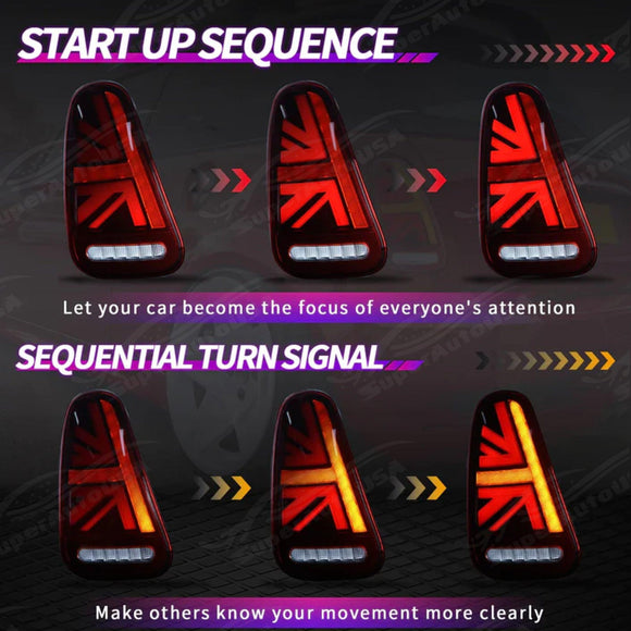 Fits 2001-2006 Mini Cooper R50 R53 LED Tail Light E-Mark Sequential Assembly