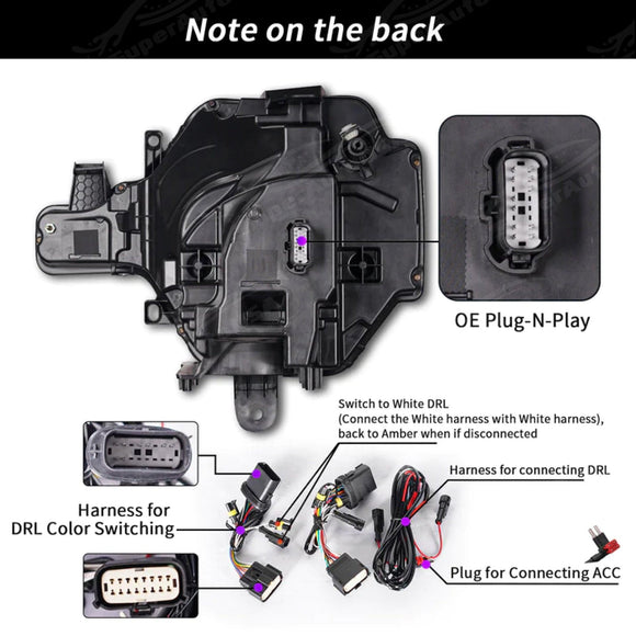 Fits 2021-2024 Ford Bronco 2D/4D LED Head Light Sequential Assembly