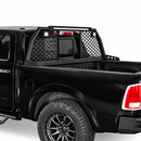 Heavy-duty adjustable reinforced steel roll bar headache rack installed on a RAM 1500 truck bed