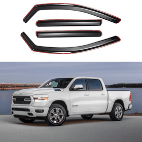 Fit 2019-2025 Ram 1500 Crew Cab In-Channel Vent Window Visors Rain Sun Wind Guards Shade Deflectors