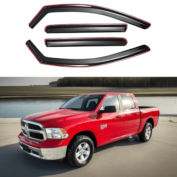 Fits 2019-2024 Ram 1500 Classic Crew Cab In-Channel Window Visors Rain ...