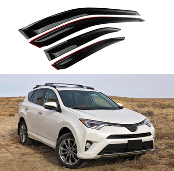 Se adapta a TOYOTA RAV4 2013-2018, viseras para ventanas con ventilación de canal exterior, protectores contra la lluvia, el sol y el viento, deflectores de sombra 