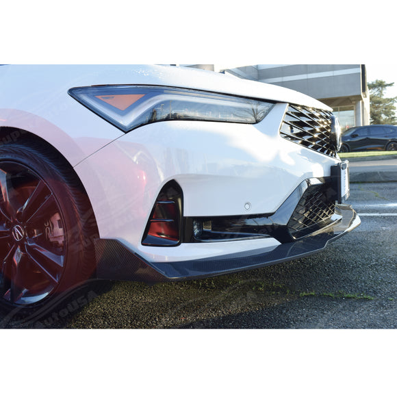 Carbon fiber lower bumper splitter for Acura Integra 2025 by SuperAutoUSA.
