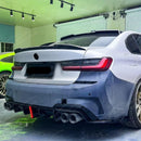 SuperAutoUSA rear bumper lip diffuser with LED light for BMW 330e xDrive Plug-in Hybrid 2019-2022.
