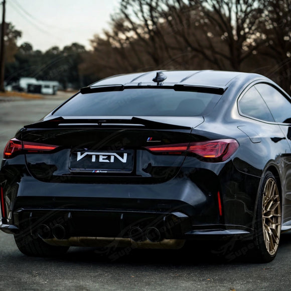 VTen rear spoiler wing being attached to a BMW G26 4 Series Gran Coupe