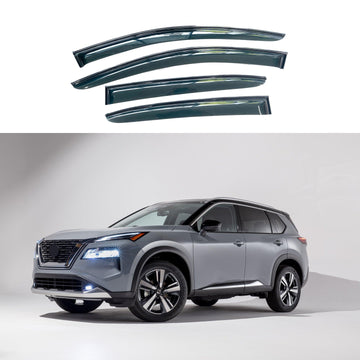 Para Nissan Rogue 21-23, viseras para ventanas, deflectores de sombra con molduras pintadas de fibra de carbono 