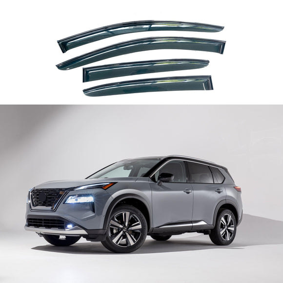 Para Nissan Rogue 21-23, viseras para ventanas, deflectores de sombra con molduras pintadas de fibra de carbono 