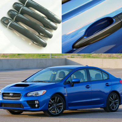 Embellecedor de manija de puerta compatible con SUBARU WRX STI 2015-2021 (impresión de fibra de carbono, orificios inteligentes) 