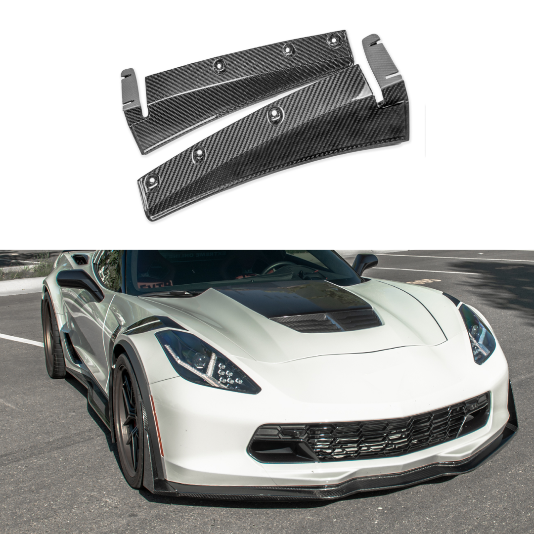 Buy primer-black Fits Corvette C7 Stage 3 Front Spitter Wicker Bill Extension Winglets