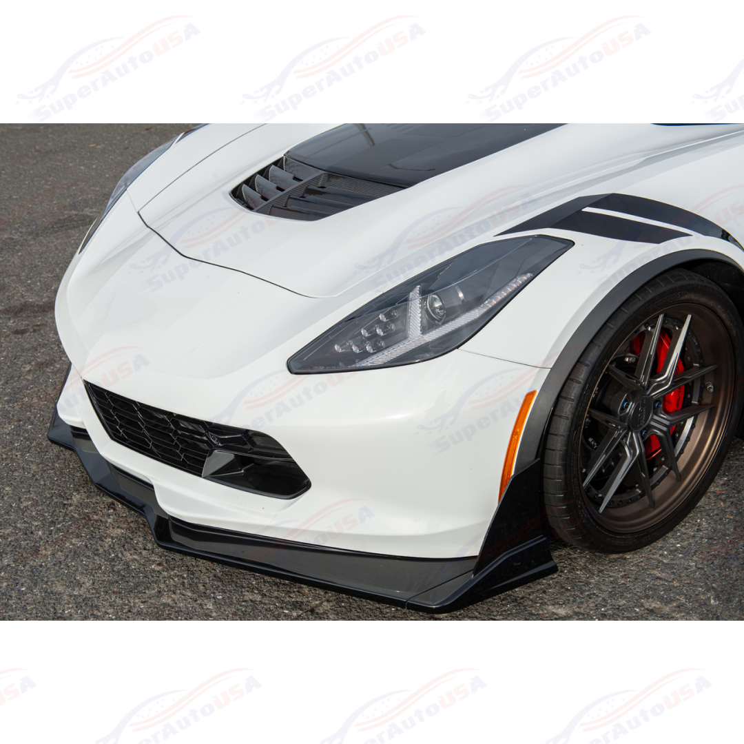 Fits 2014-2019 Corvette C7 Stage 3.5 ZR1 Style Carbon Flash Black Front Side Winglets-7
