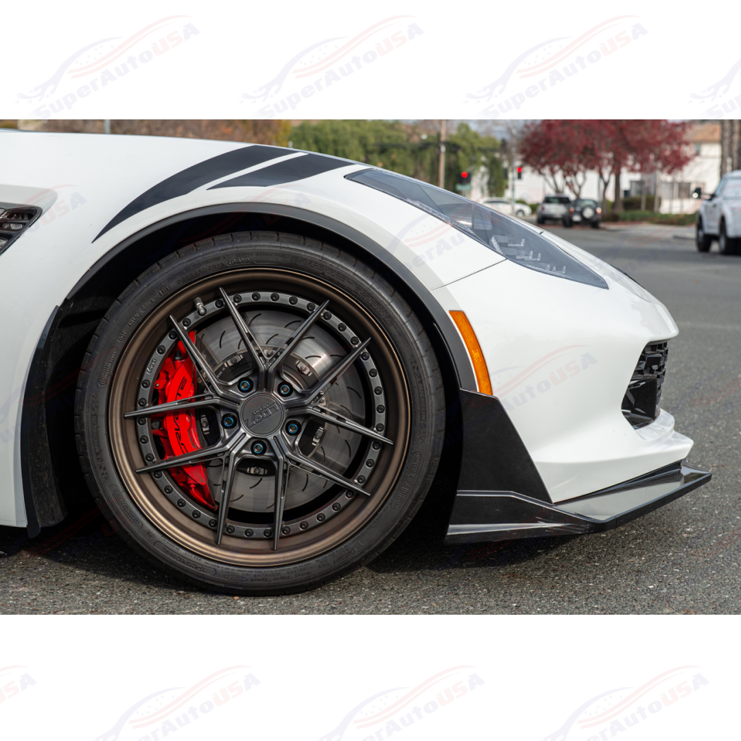Fits 2014-2019 Corvette C7 Stage 3.5 ZR1 Style Carbon Flash Black Front Side Winglets-6
