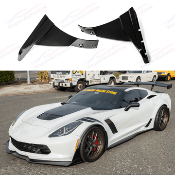 Se adapta a los alerones laterales delanteros negros con destellos de carbono estilo ZR1 Corvette C7 Stage 3.5 2014-2019