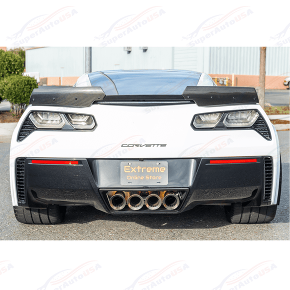 Fits Chevrolet Corvette C7 Carbon Fiber Rear Spoiler SIde Winglets