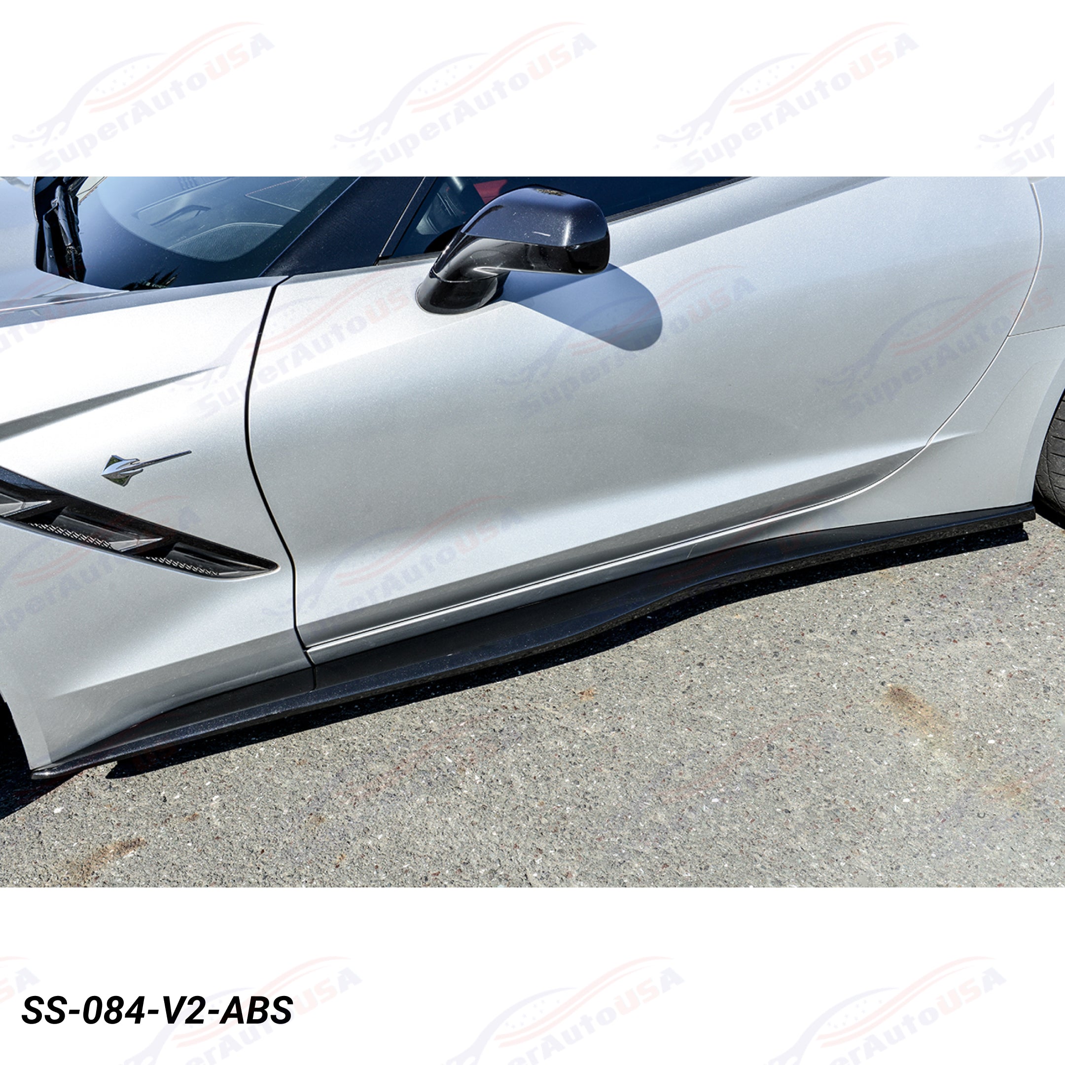 Fits 14-19 Corvette C7 Stage 2.5 ZR1 Style Front Lip Side Skirts Rear Spoiler Full Aero Kit