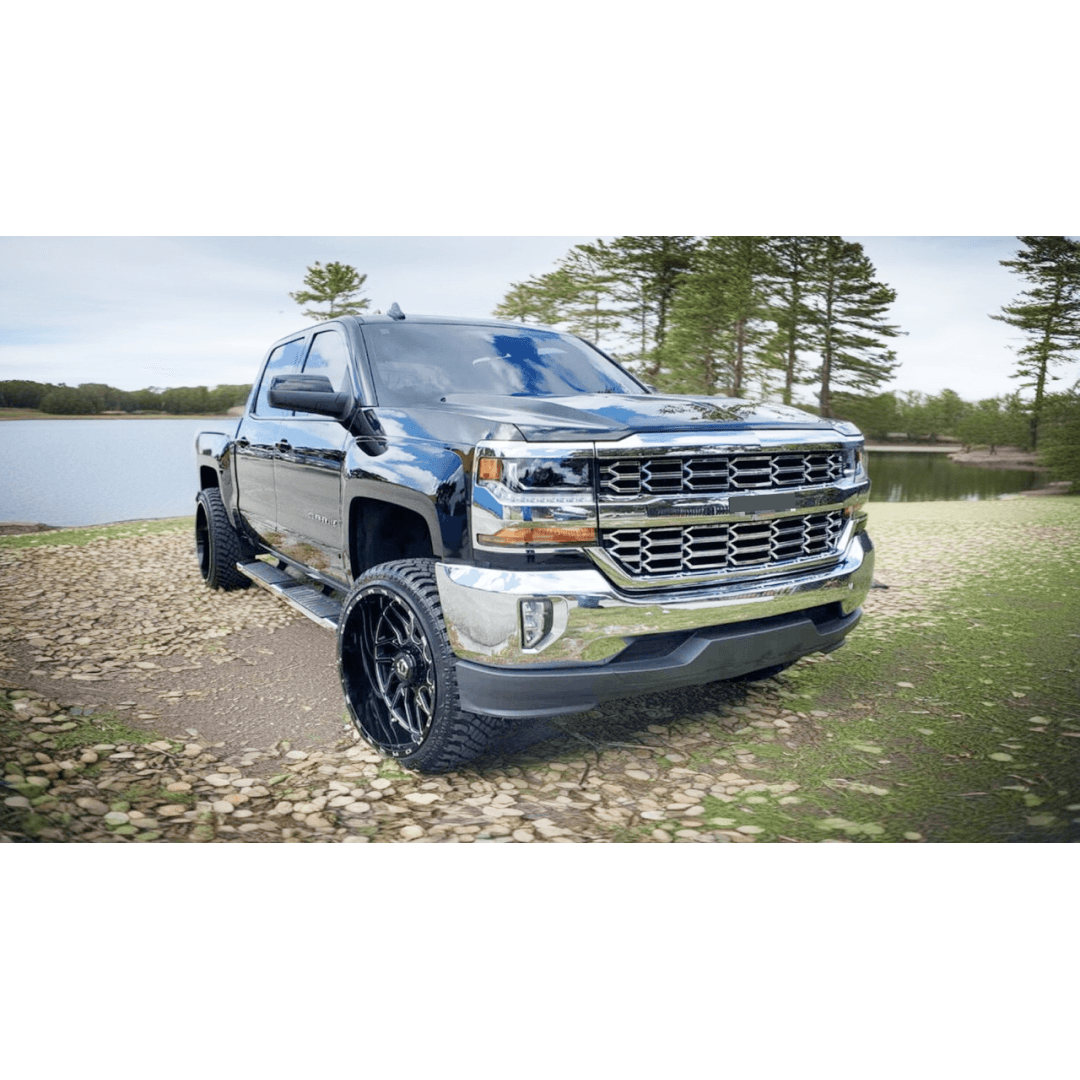 Fits 2016-2019 Chevrolet Silverado 1500 Silver Chrome Front Bumper Grill Mesh Grille