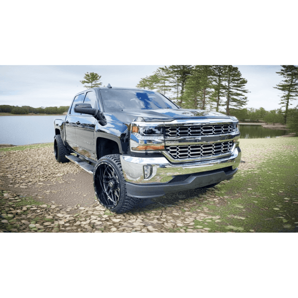 Rejilla de malla para parachoques delantero cromada plateada para Chevrolet Silverado 1500 2016-2019 