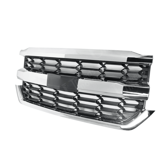 Rejilla de malla para parachoques delantero cromada y negra para Chevrolet Silverado 1500 2016-2019 