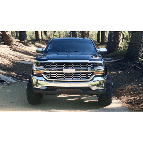 Rejilla de malla para parachoques delantero cromada plateada para Chevrolet Silverado 1500 2016-2019 