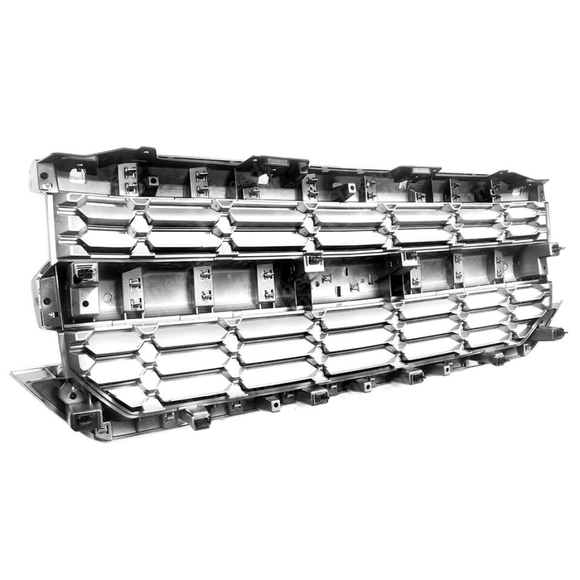 Rejilla de malla para parachoques delantero cromada plateada para Chevrolet Silverado 1500 2016-2019 
