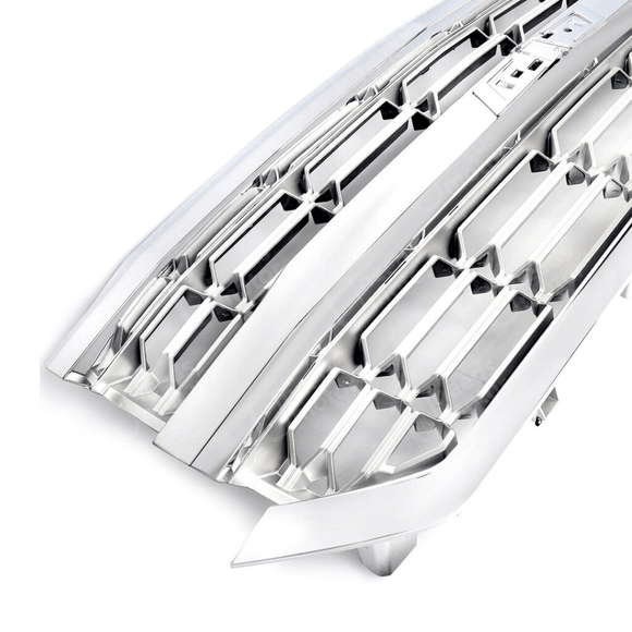 Rejilla de malla para parachoques delantero cromada plateada para Chevrolet Silverado 1500 2016-2019 