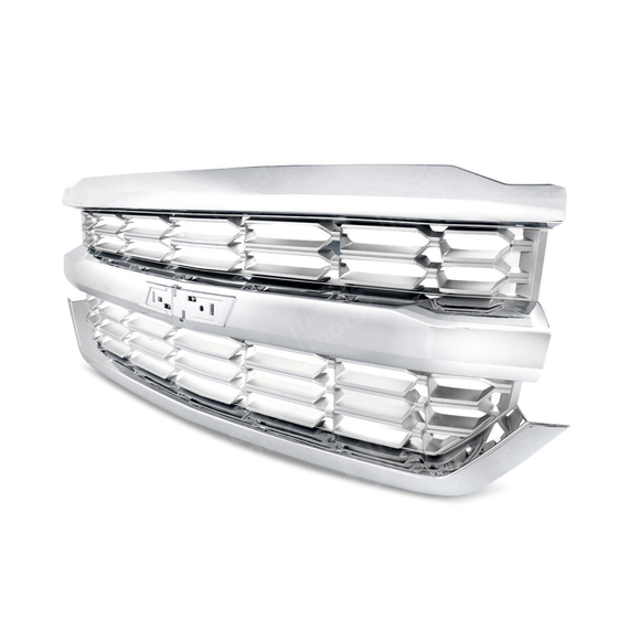 Rejilla de malla para parachoques delantero cromada plateada para Chevrolet Silverado 1500 2016-2019 