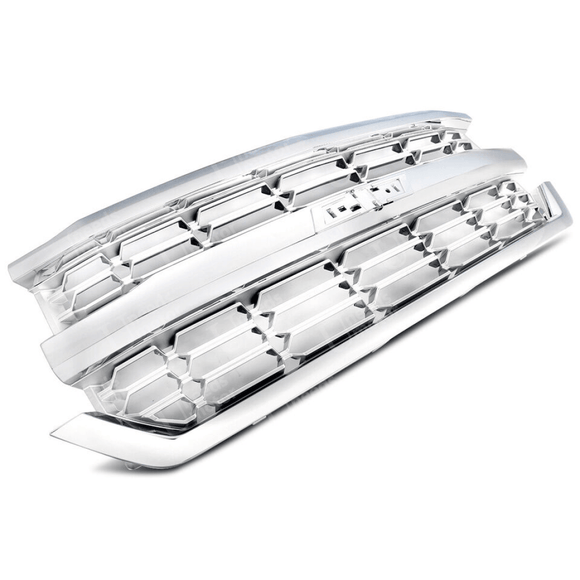 Rejilla de malla para parachoques delantero cromada plateada para Chevrolet Silverado 1500 2016-2019 