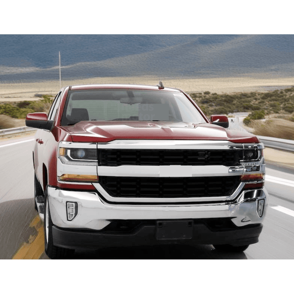 Rejilla de malla para parachoques delantero cromada y negra para Chevrolet Silverado 1500 2016-2019 