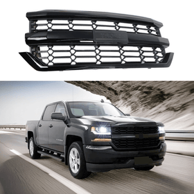 Fits 2016-2019 Chevrolet Silverado 1500 Black Front Bumper Grill Mesh Grille