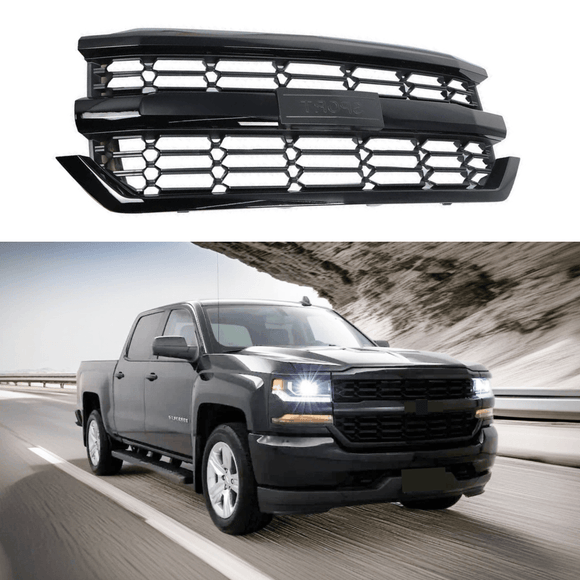 Fits 2016-2019 Chevrolet Silverado 1500 Black Front Bumper Grill Mesh Grille