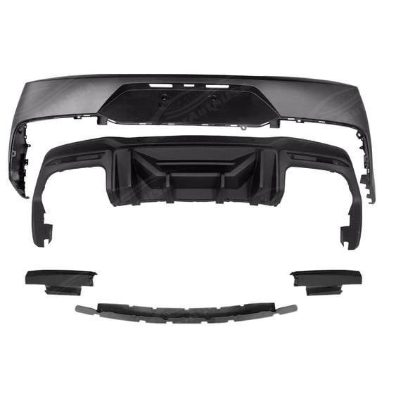 Lightweight Primed Rear Bumper Cover and Front Lip Body Kit for Mustang Dark Horse 2024.
