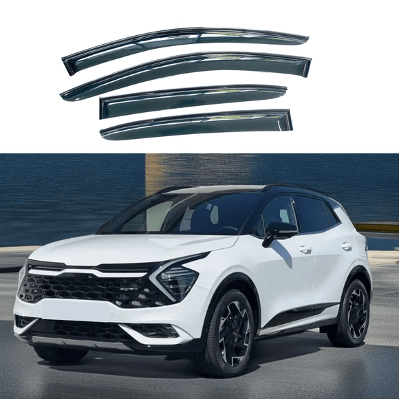 Fits Sportage 2023-2025 Carbon Fiber Print Trim Rain Guards Window Visors