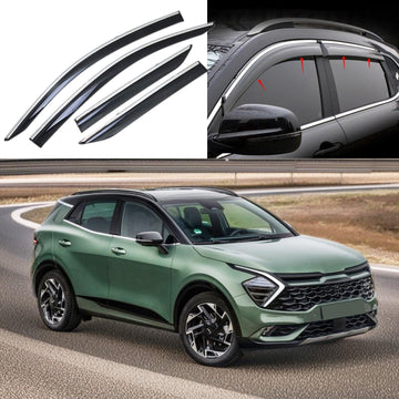 Protectores de viento y lluvia con molduras cromadas para ventilación de ventanas, compatibles con Sportage 2023-2025 