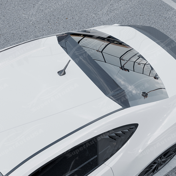 Top-down view highlighting the sleek aerodynamic curvature of the Carbon Print roof visor